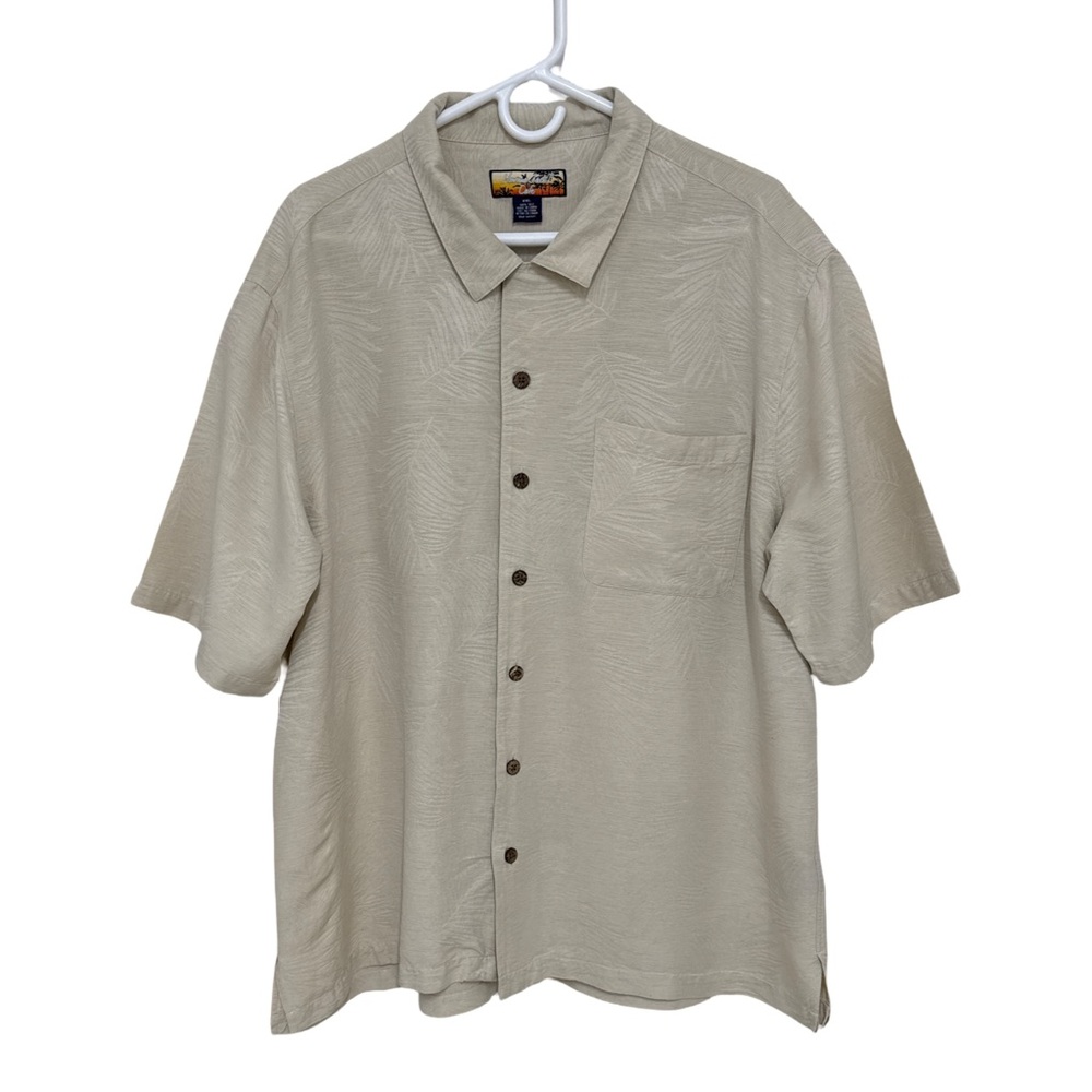 Havana Jack’s Button Up Silk Short Sleeve Shirt Men’s XXL Beige